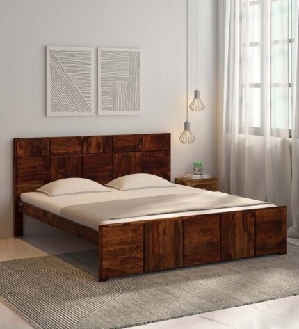Bergen Solid Wood King Size Bed In Provincial Teak Finish